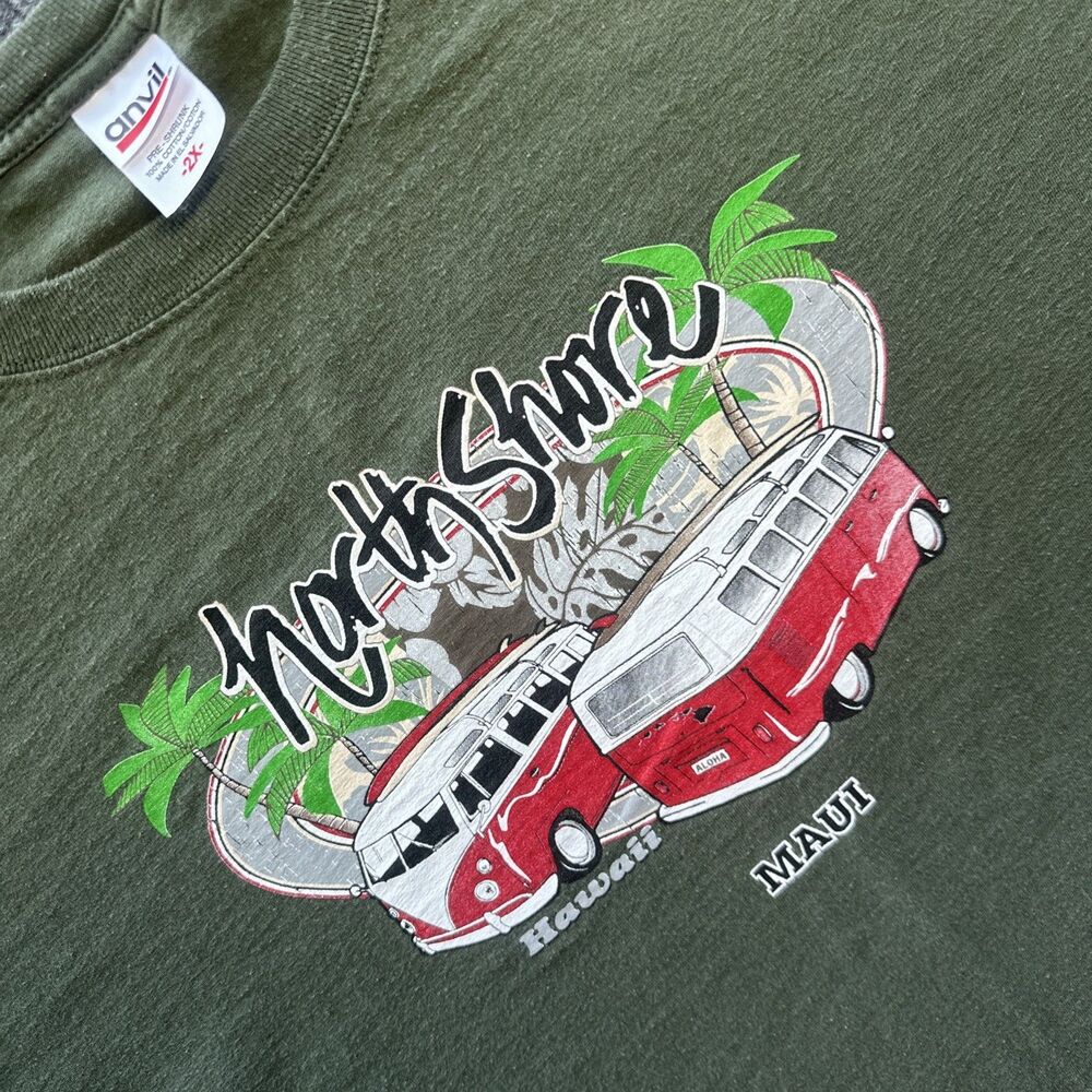 ANVIL North Shore Maui Hawaii T Shirt Men’s Size 2XL Tee Green Graphic Print